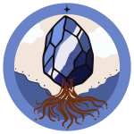 Pierre de Sodalite posée sur des racines